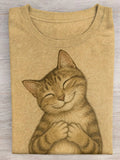 🐾Buy 3 Save 10%🐱Women's Cute Animal Cat Print Round Neck T-Shirt💛100% For Shelter Pets🐱🐶