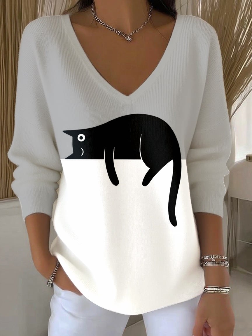 Women's Cute Cat Print Top