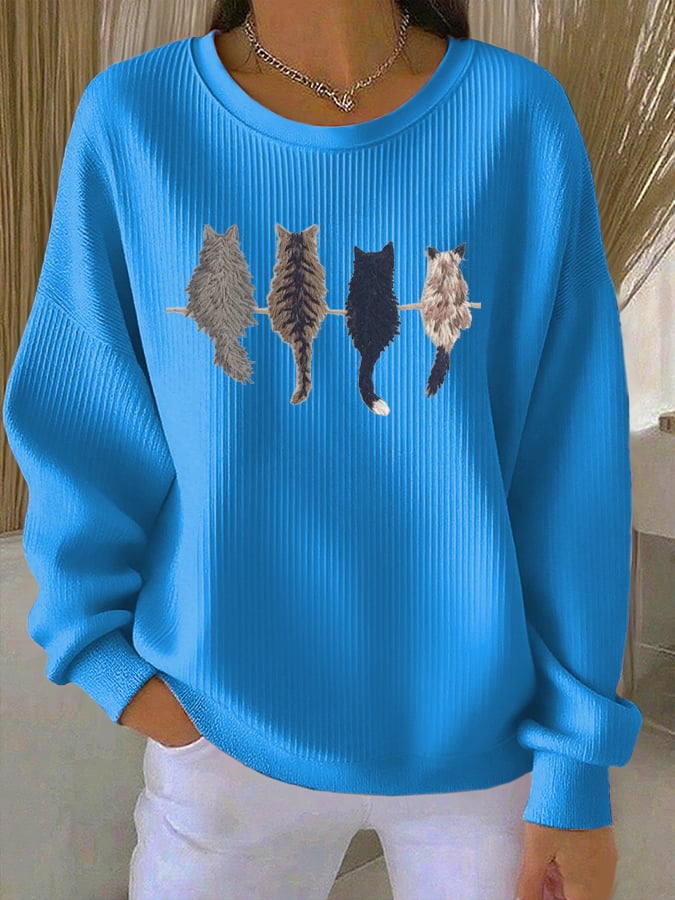 Women's Cute Cat Print Long Sleeve Top