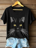 🐾Buy 3 Save 10%🐱Womens Animal Print Cat Graphic Crew Neck Comfortable T-Shirt💛100% For Shelter Pets🐱🐶