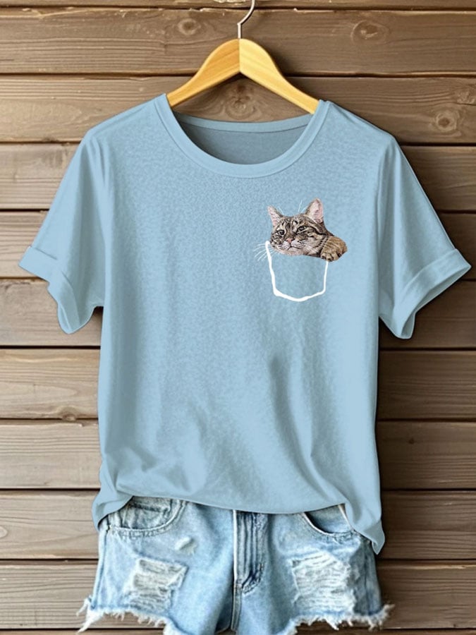 Women's Cute Cat Print Casual T-Shirt