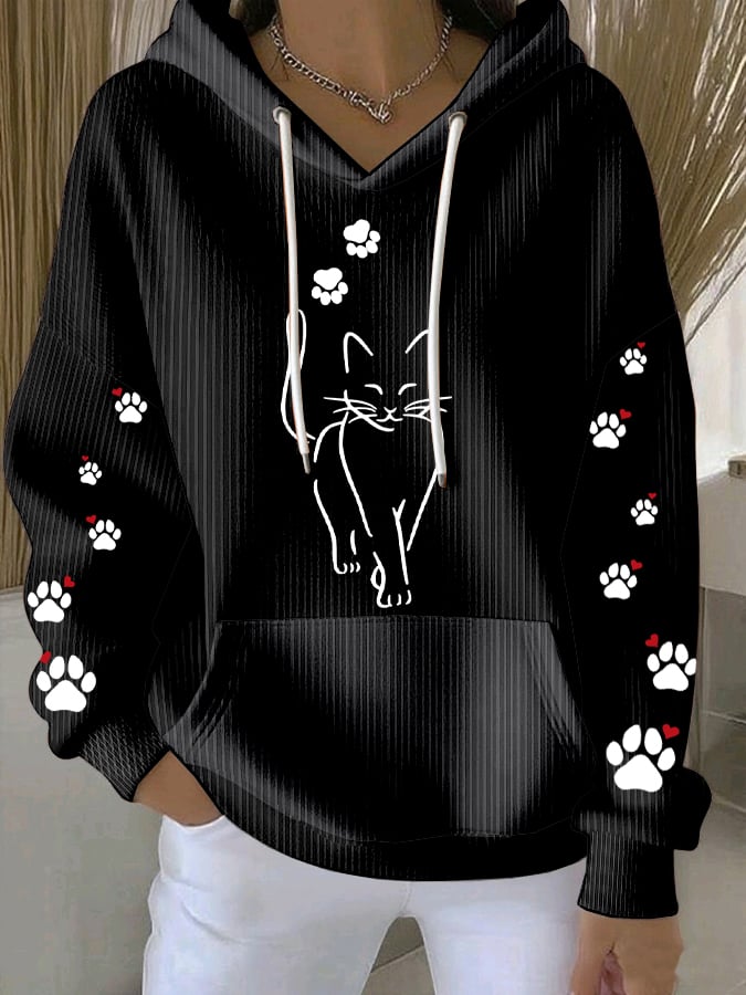 Women's Cat Print Casual Sweatshirt