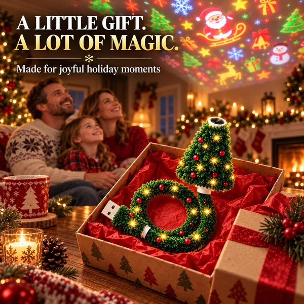 USB Christmas Projection Lamp with 6 Festive Scenes
