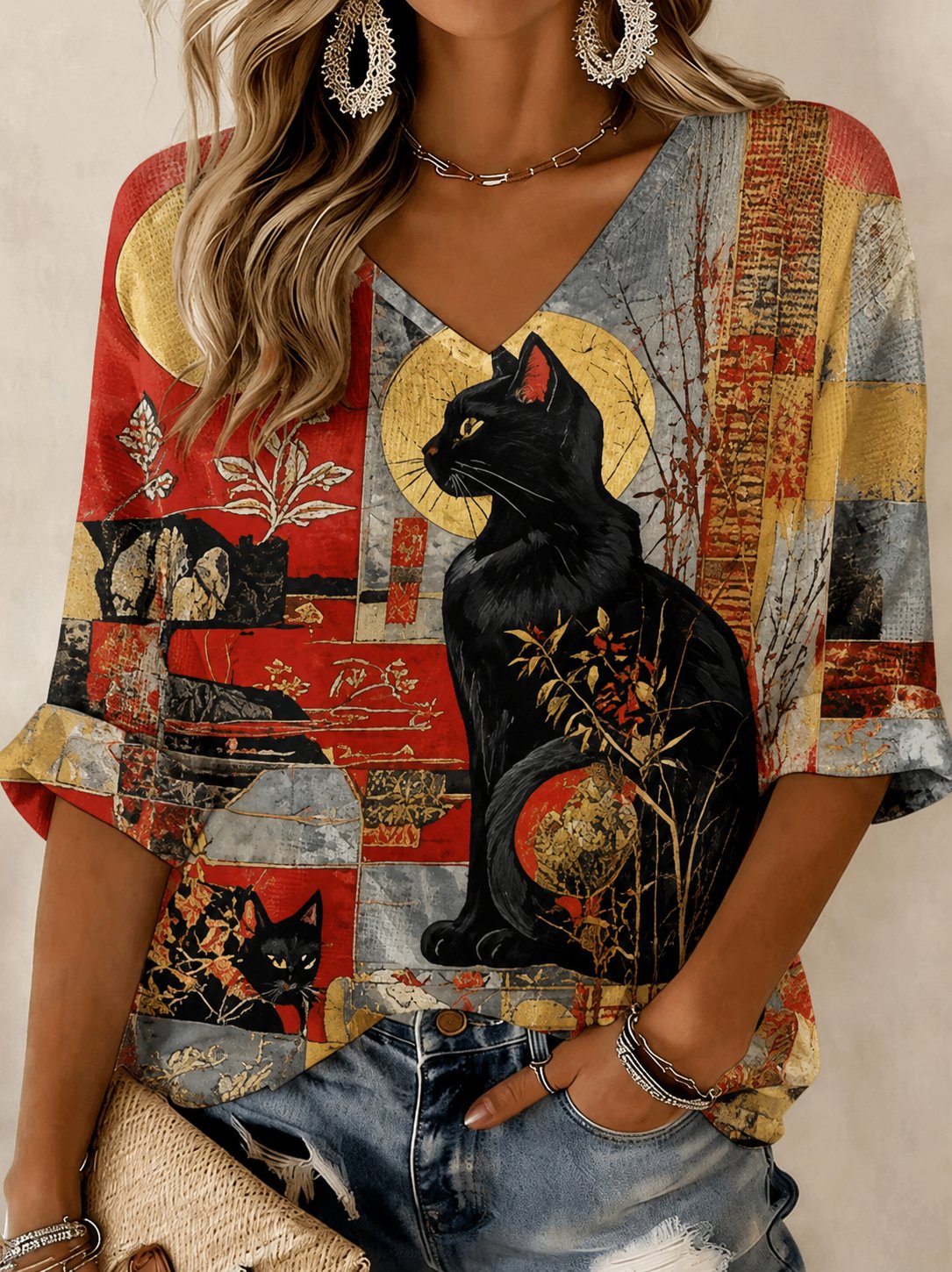 🐾 Buy 3 Save 10%🐱Women's Cat Lover Stylish Design T-Shirt💛100% For Shelter Pets🐱🐶