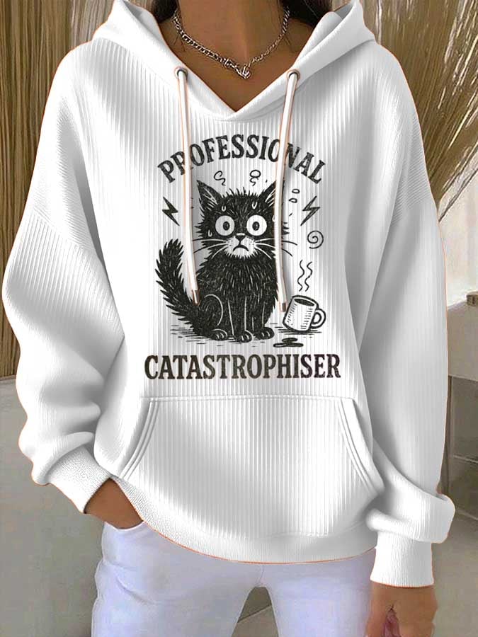 Women's Professional Disaster Cat Print T-Shirt