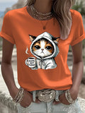 Women's Cute Cat Print Casual T-Shirt