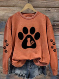 Women'S Cat Paw Print Casual Sweatshirt