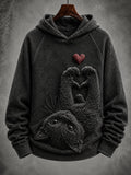Women's Vintage Cat Print Hoodie