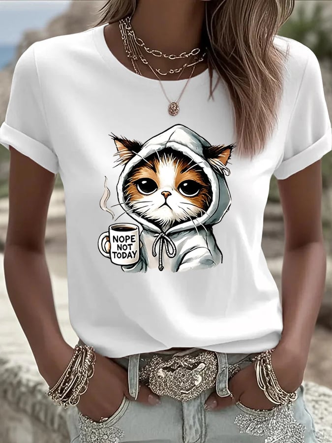 Women's Cute Cat Print Casual T-Shirt
