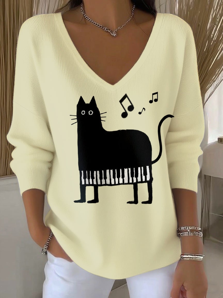 Women's Cute Cat Print Top