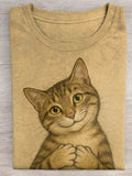 🐾Buy 3 Save 10%🐱Women's Cute Animal Cat Pattern Print Round Neck T-Shirt💛100% For Shelter Pets🐱🐶
