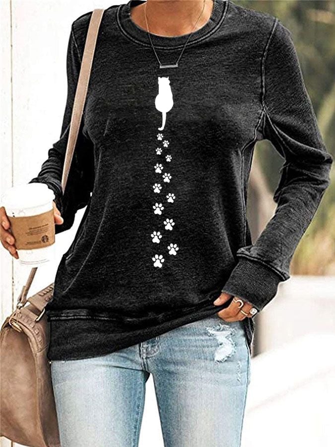 Women's Cat Paw Print Sweatshirt