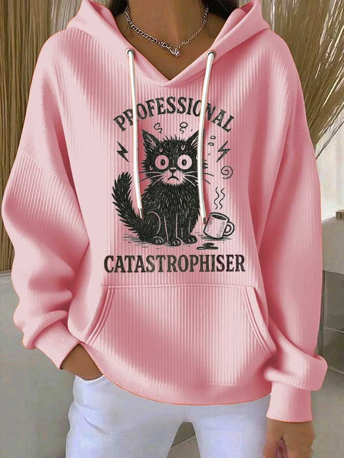 Women's Professional Disaster Cat Print T-Shirt