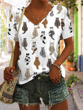 🐾Buy 3 Save 10%🐱Women'S Cute Cats Embroidery Print T-shirt💛100% For Shelter Pets🐱🐶