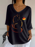 Women'S It’s Fall Y’all Cute Cat Print T-Shirt