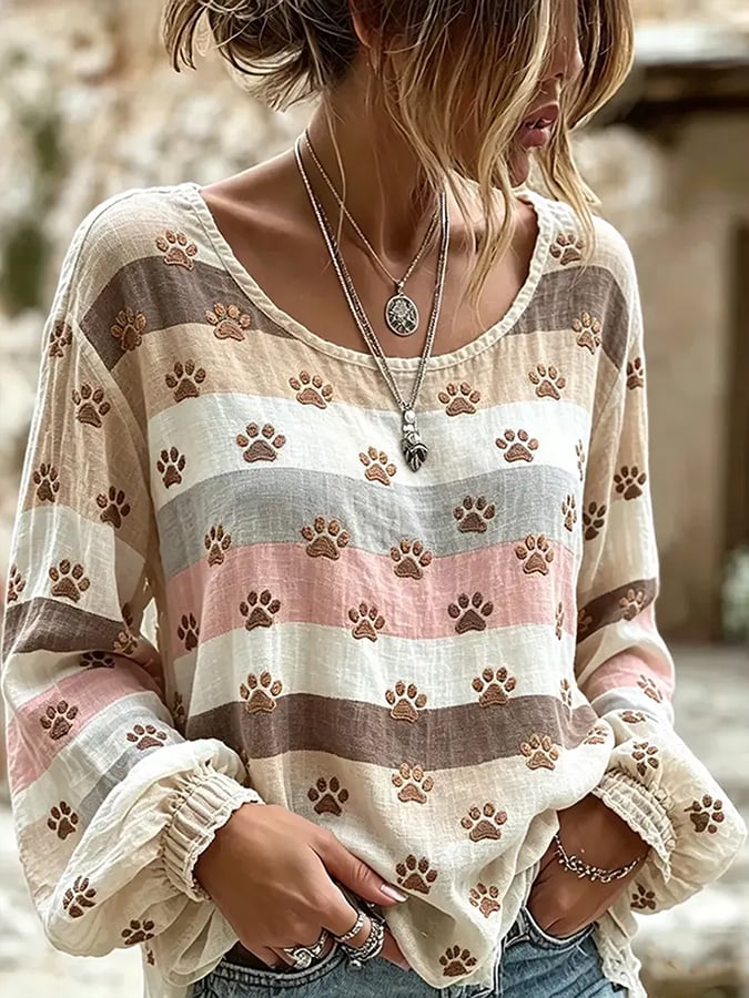 🐾 Buy 3 Save 10%🐱Women'S Casual Top With Cute Animal Print💛100% For Shelter Pets🐱🐶