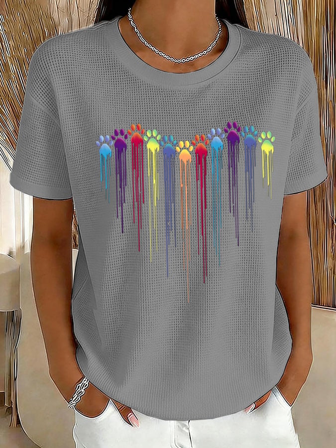Women's Paws Print Waffle T-shirt