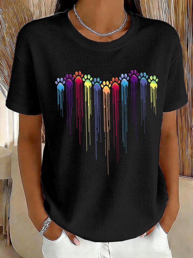 Women's Paws Print Waffle T-shirt