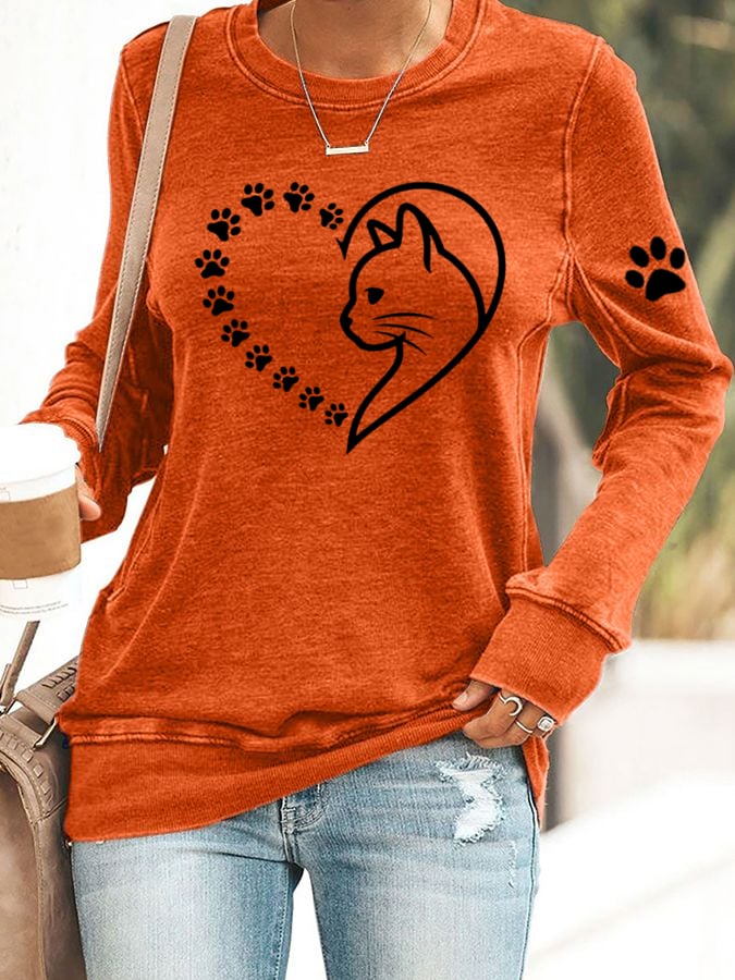 Women's Heart Paw Print Sweatshirt